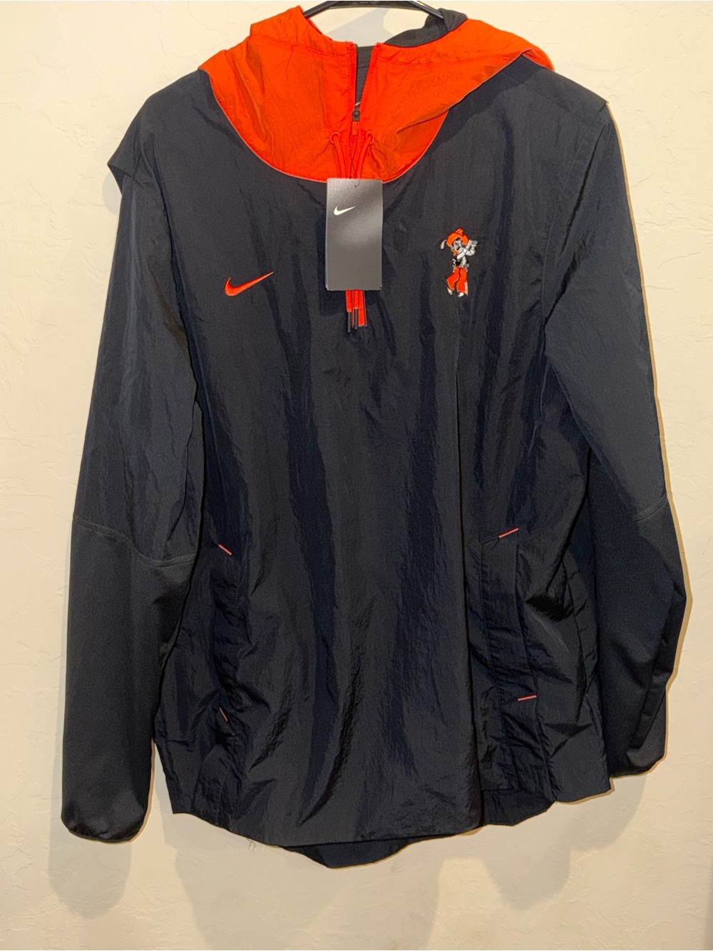 NWT Nike College Sideline Anorak Half-Zip Hood Jacket L Oklahoma State Golf OSU